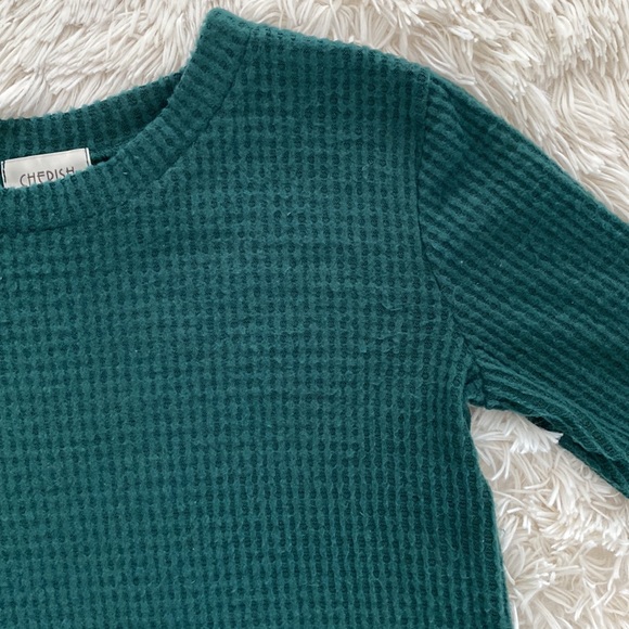🎉HP🎉 Cherish Brushed Waffle LS Top 💗 Forest Green - Picture 10 of 12